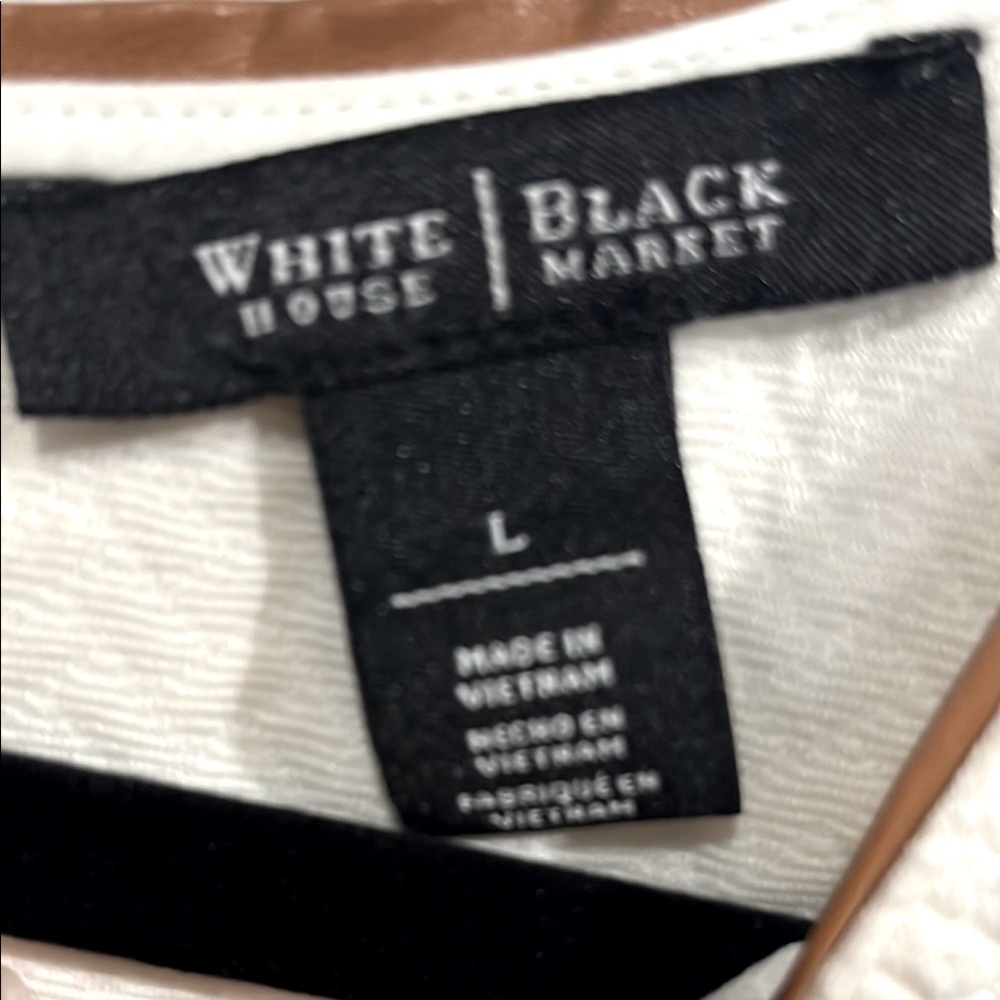 White House Black Market Cream textured blouse Top short sleeve size large - Picture 5 of 7
